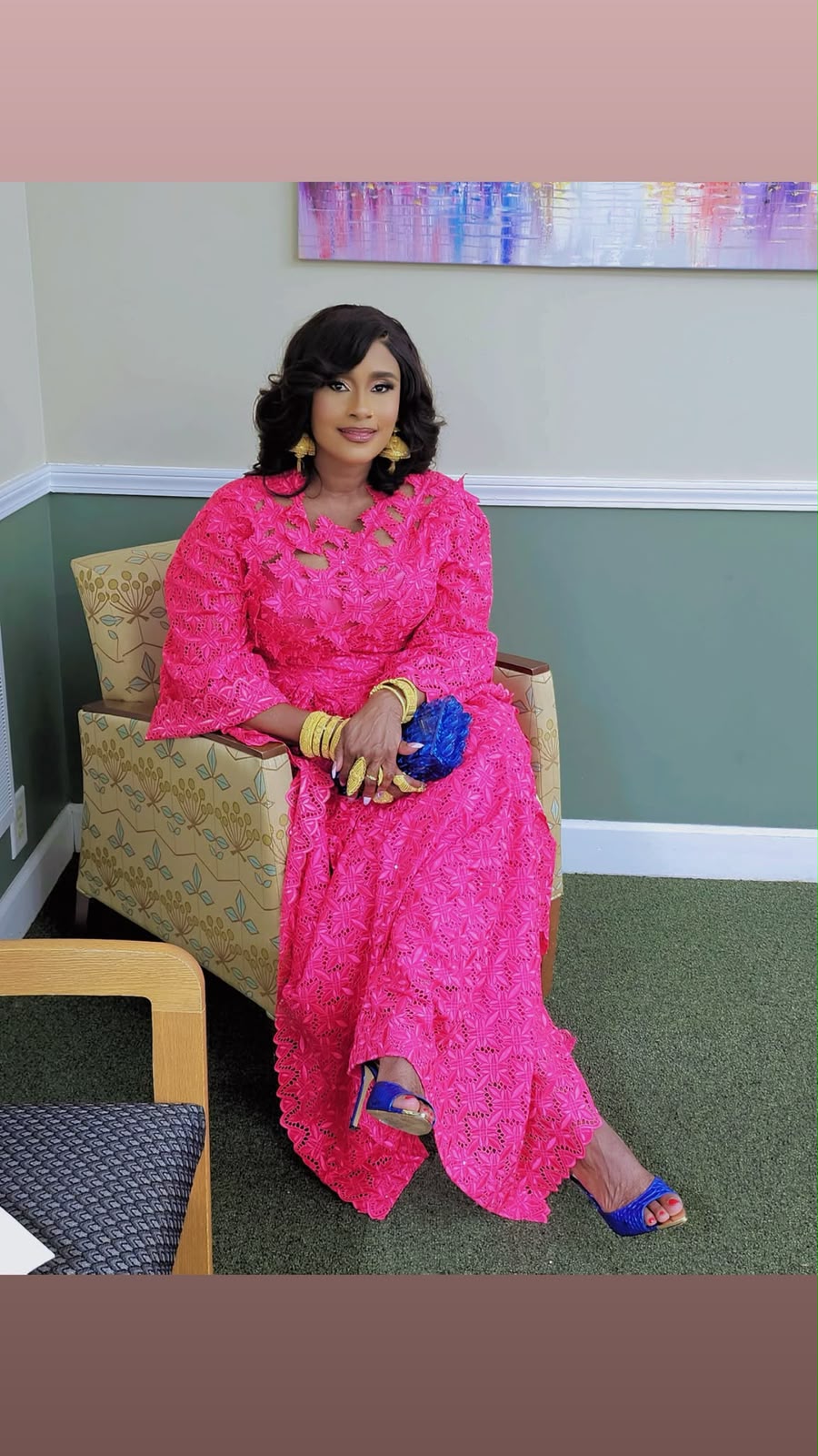 H'Amour LLC founder wearing an elegant pink lace outfit